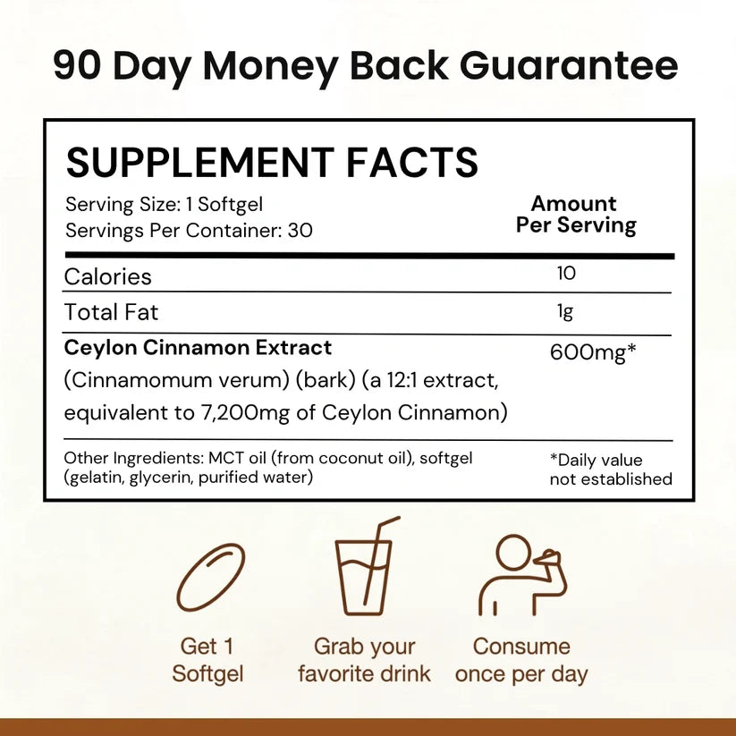 Ceylon Cinnamon 7200mg Equivalent with MCT Oil